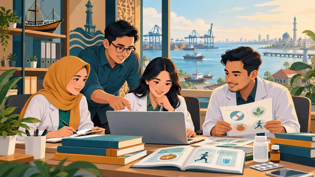 Ilustrasi tim editorial Apotek BPJS Gresik meneliti sumber informasi